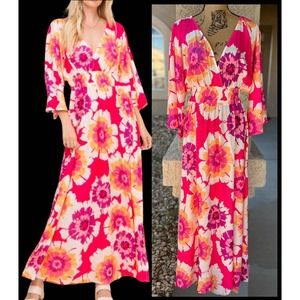 PinkBlush Flying Tomato Floral Ruffle Tiered Maternity or Everyday Dress Size L